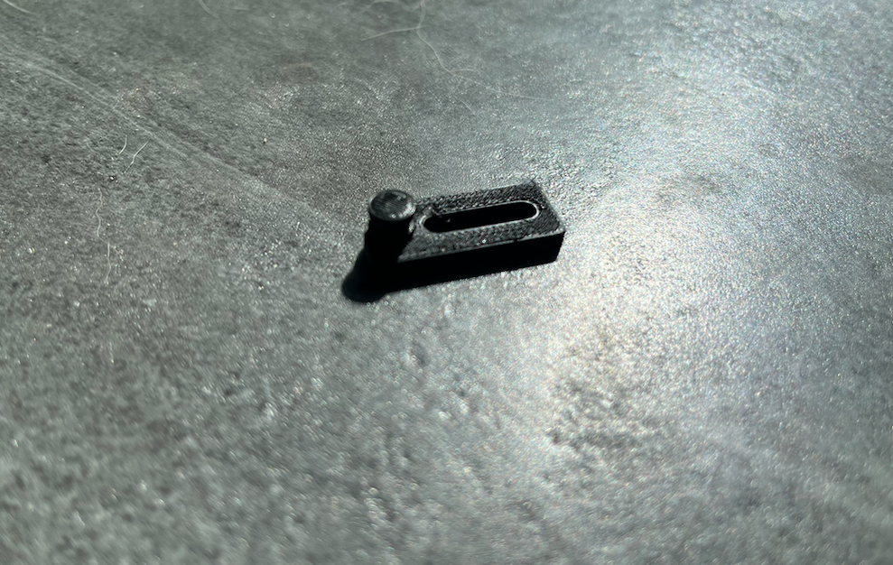 3D Printed mockup of OpenPedal pedal harp bridge pin